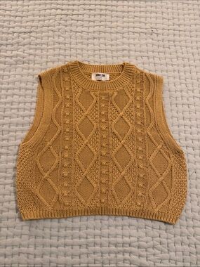 Double Zero Mustard Cable Knit Cropped Sweater Vest